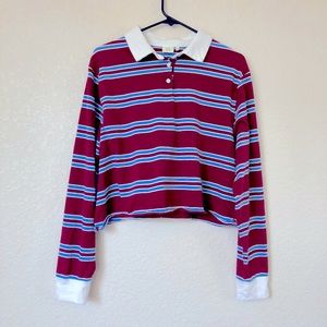Striped Cropped rugby long sleeve shirt
